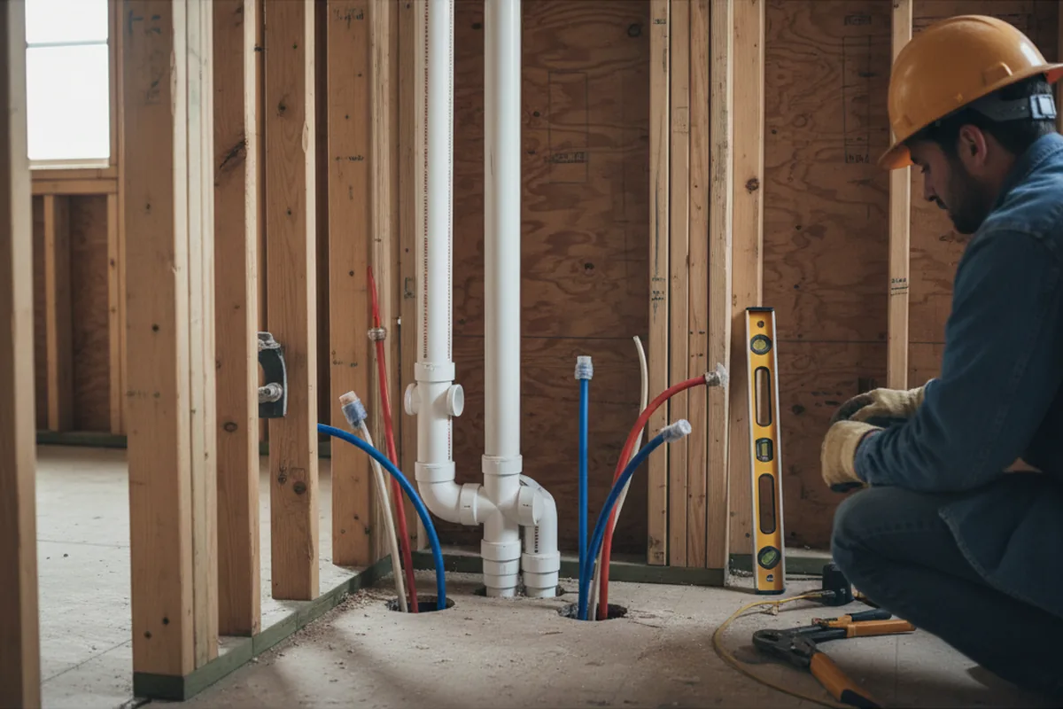Drain and supply rough-in during Garbage Disposal Repair in Stanwood