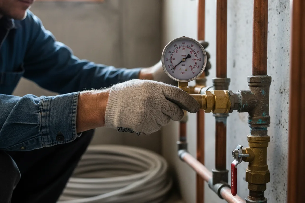 Pressure testing a repaired line during Water Line Repair in Stanwood
